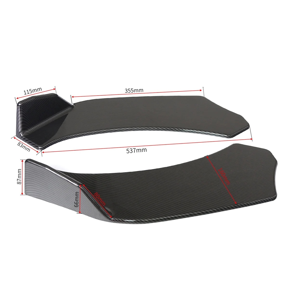 범용 자동차 앞 삽 범퍼 립 스플리터 턱 ABS 스포일러, 블랙, 2 개 썸네일 2