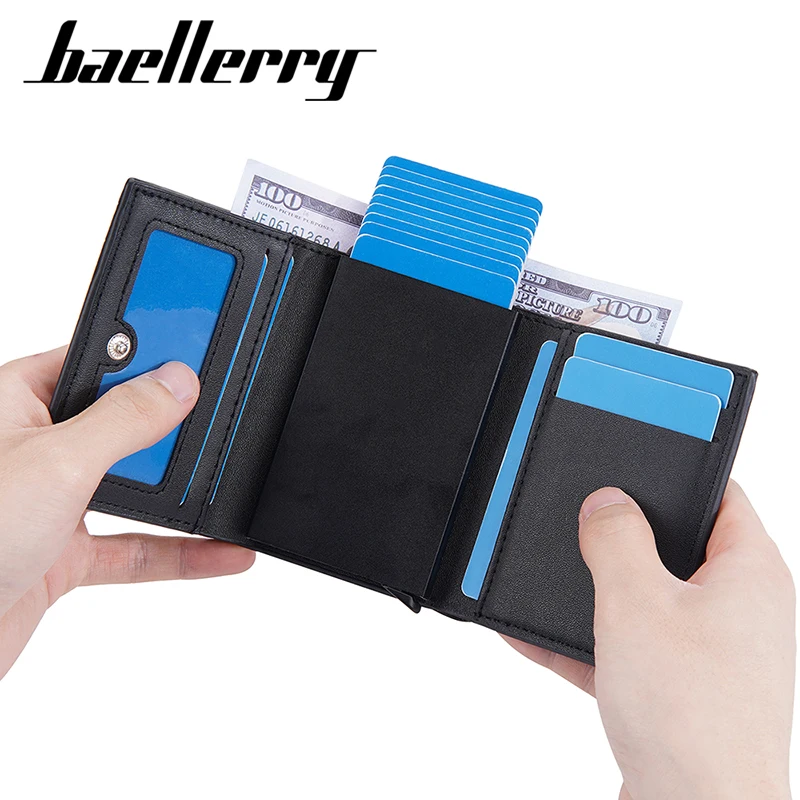 Baellerry RFID Baru Pria pendek Kartu Tas Kartu Tanda Kualitas Tinggi Pemilik Kartu Tanda Pria Kecil Tas Krokodil Pattern Pria Popup Wallet