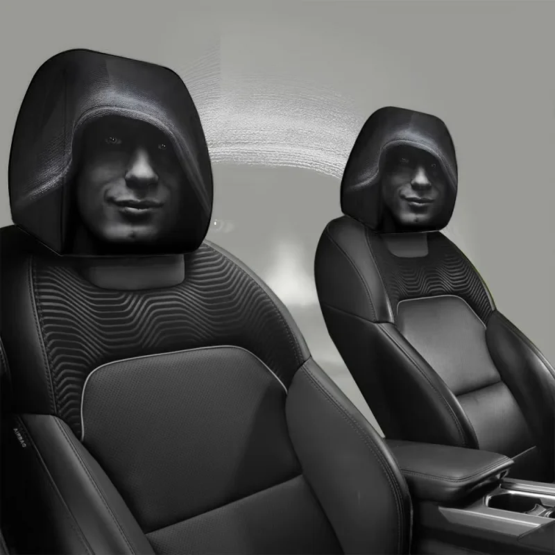 2pcs Dark Aesthetic Mysterious Portrait Print Car Headrest Covers Elastic Fit Car Accessory