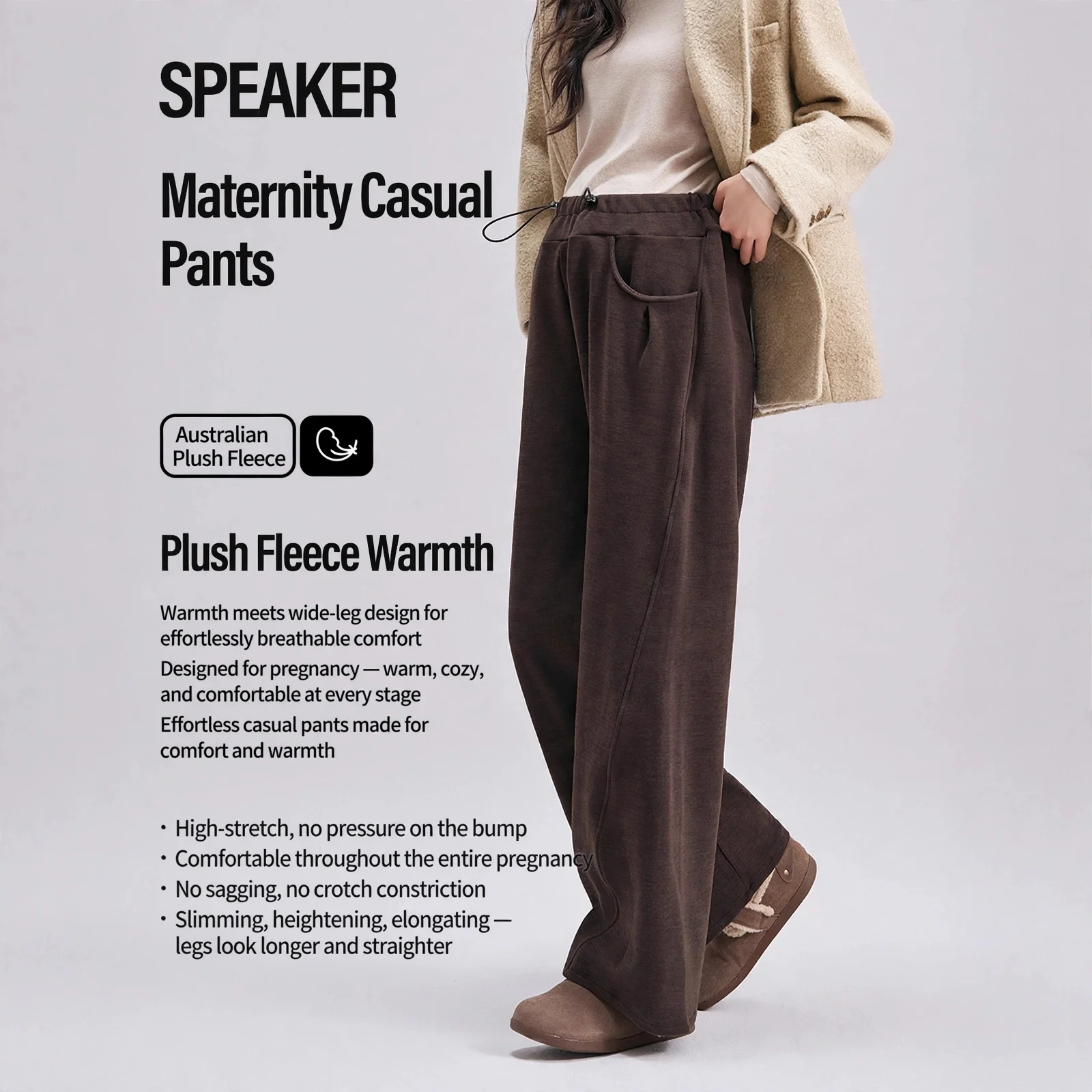 Maternity Pants Polyester Blend Belly Support Loose Thin Outer Wear Autumn Winter Pregnancy Clothing Women Casual Comfortable