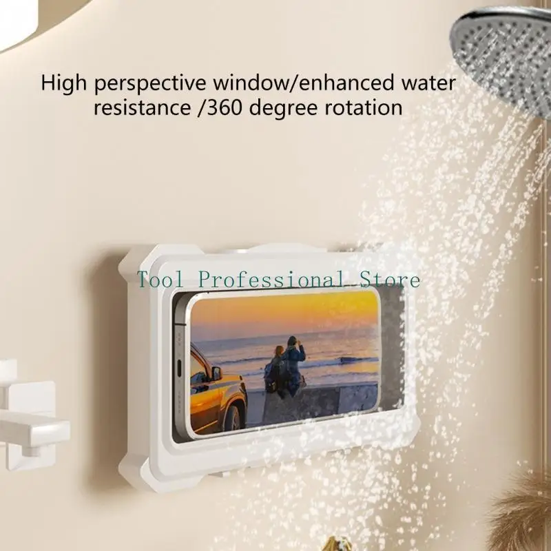 57QF حامل هاتف دش مقاوم للماء 360 درجة دوران دش حالات الهاتف رف الحمام جدار جبل قوس للهواتف المحمولة