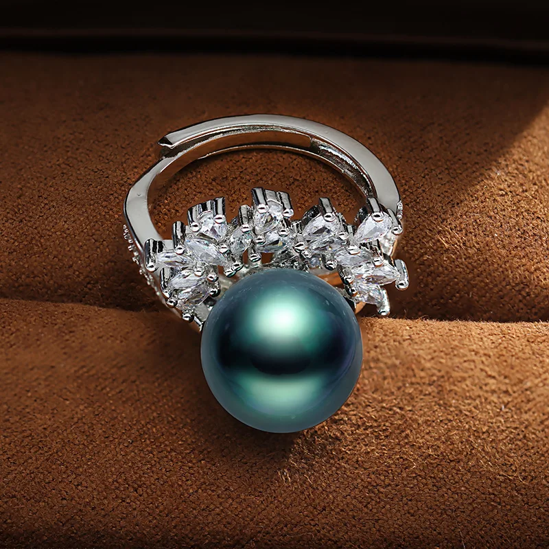 French Delicate Opening Purple Pearl Ring For Women 925 Silver Temperament Zircon Jewelry Ring Wedding Party Bridal Gift