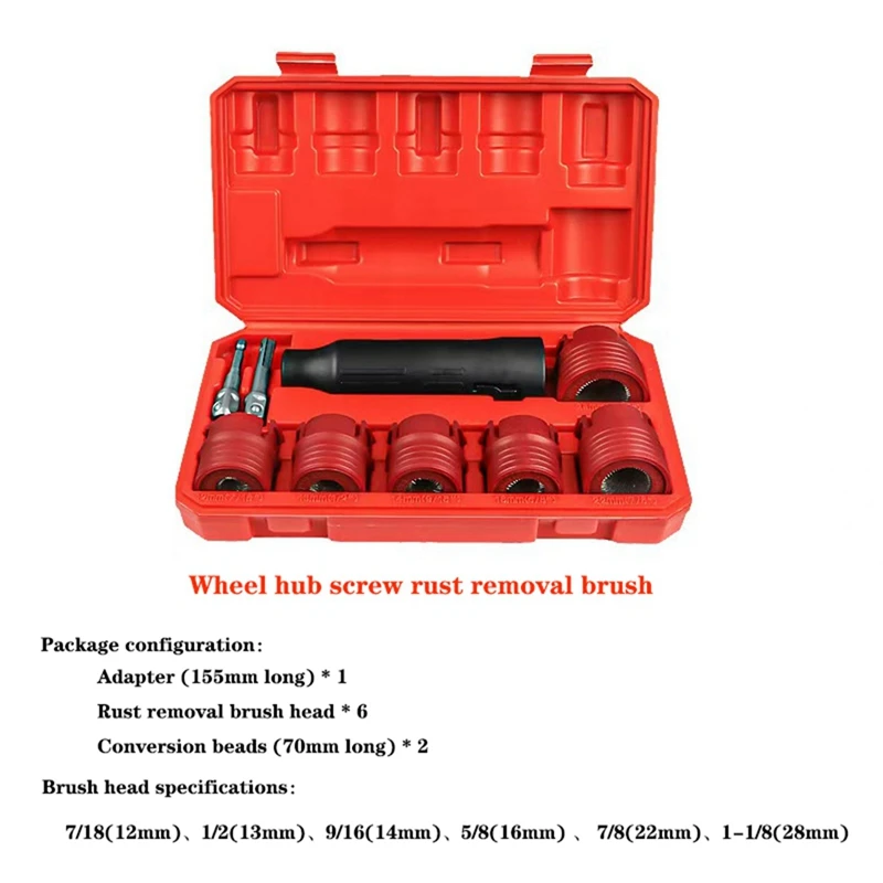 Super Sale 9PCS Wheel Stud Rust Removal Tool Set for Automotive Bolt Derusting and Hub Cleaning