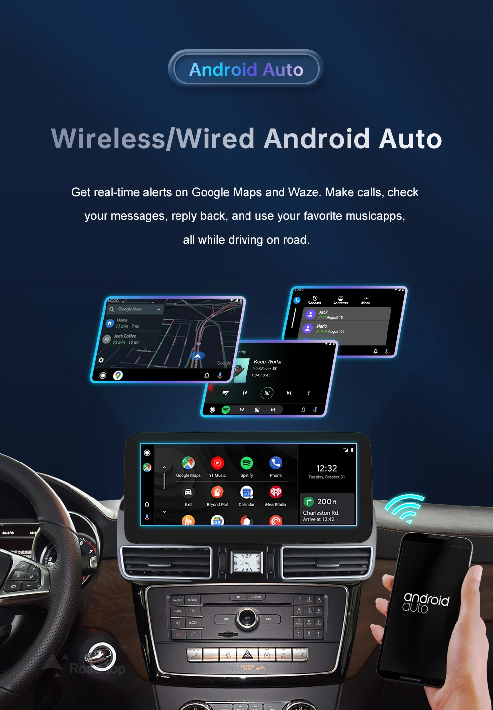 12.3'' Multimedia Display For BenzML W166 GL X166 GLE GLS 2012-2018 Touch Screen Wireless Carplay Navigation Android Auto