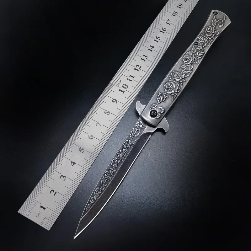 

Creative Embossed Knife High Hardness Survival Camping Hunting Fishing Knife Mini Forged Engraved Handle