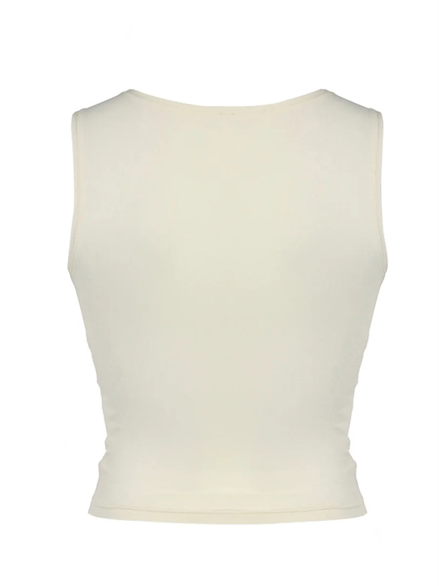 Camisetas sin mangas con encaje para mujer, ropa Vintage Y2k Cutecore con lazo, cuello en V, ajustado, ombligo, Color sólido, 2000s