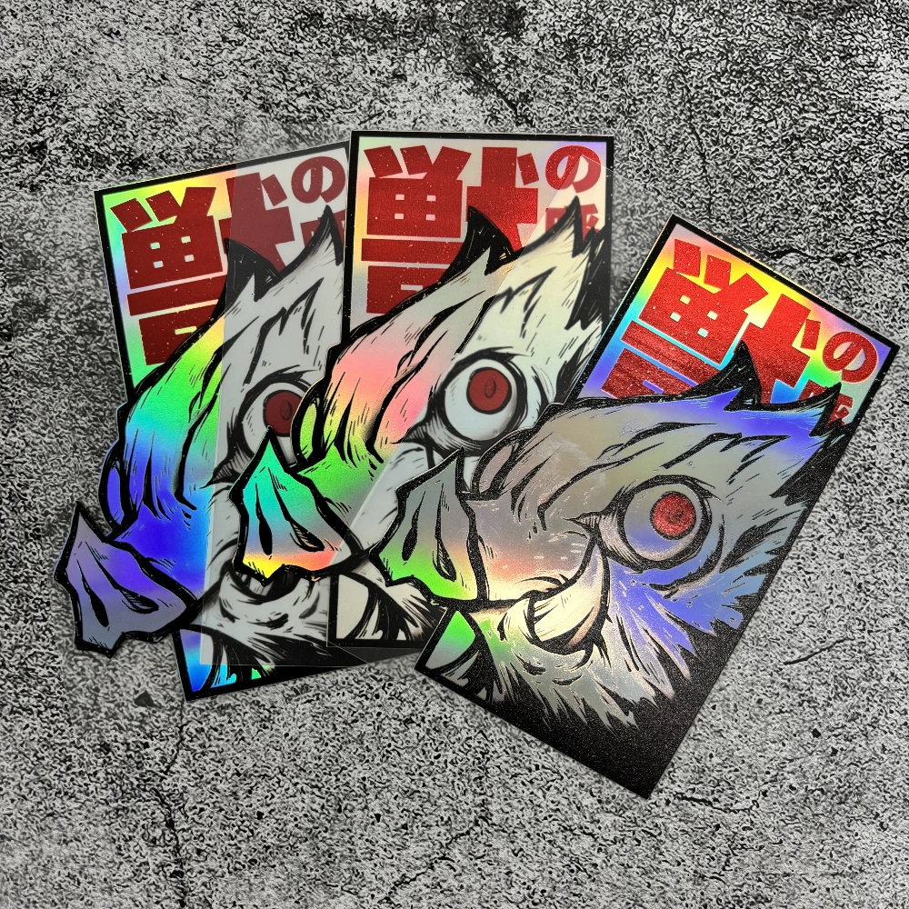 1PC Holographic Devil Cartoon Boar Stickers - Durable Self-A