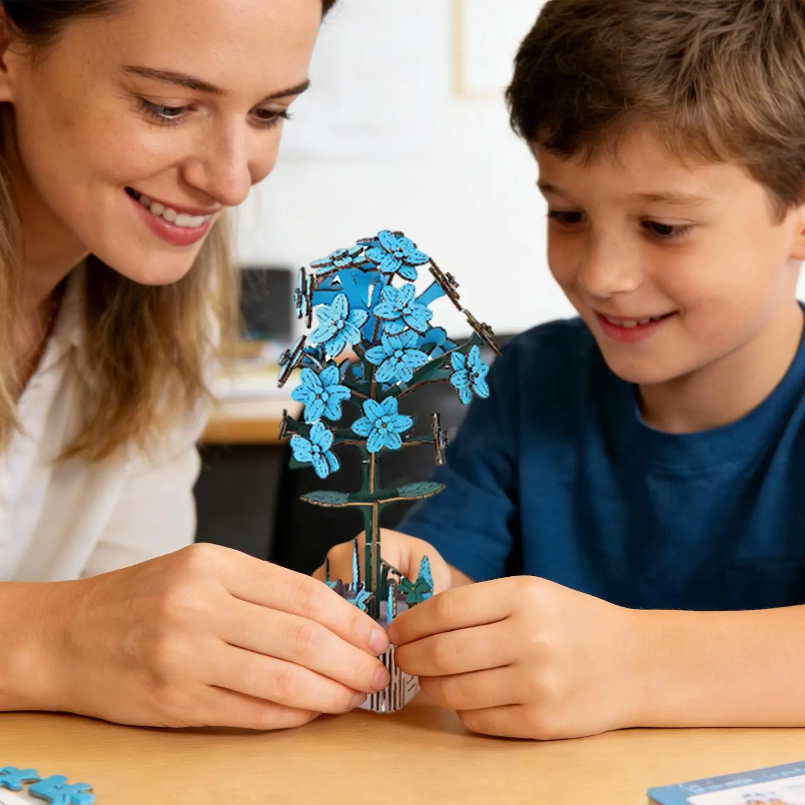 

3D Wooden Puzzle Flower Building Toy Wooden Puzzle For Kids Home Decor Relaxation Shelf Display Table Centerpiece