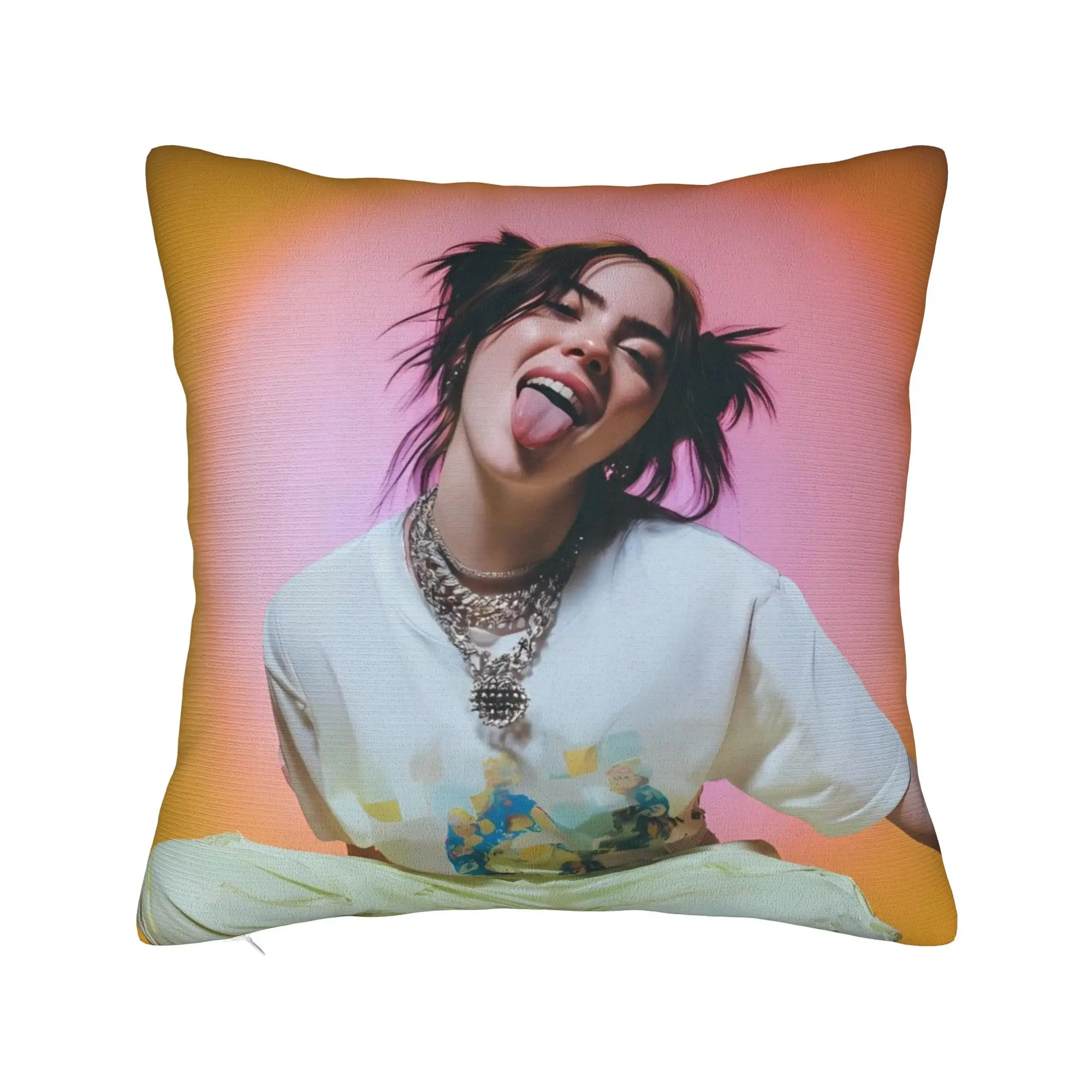 Singer B-BilliEilishs 2026 Pillow Cover  Design Cushion Cover Vintage Pillow Case For Chair Sofa Home Decor