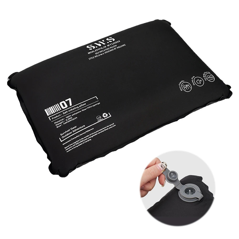 التلقائي التضخم وسادة السفر عالية انتعاش رغوة التخييم وسادة مريحة نفخ وسادة قابل للتعديل لارتفاع مصممة خصيصا #5