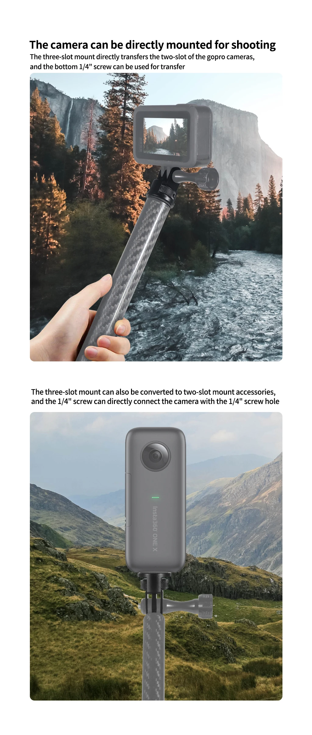 Aluminiumlegierung 1/4 Zoll Mini Stativadapter Halterung Basis für Gopro 13 12 11 10 für Insta360 X5 X4 X3 X2 für DJI Osmo Action Kamera – Detail 3