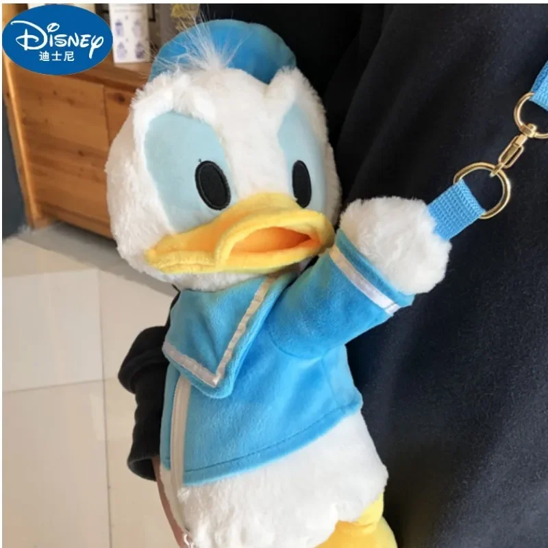 Bolso de hombro de peluche de pato Donald japonés de dibujos animados de Disney, muñecas de peluches suaves, mochila Kawaii para niños, bolso de mano para niñas