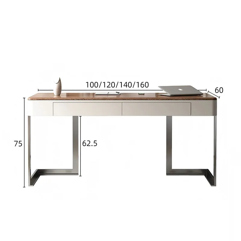 Retro style solid wood desk Italian minimalist walnut computer desk designer creative study desk chair combination