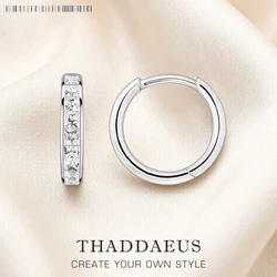 White Zircon Hinged Hoop Earrings Creole Europe Glam Fine Jewerly For Women Romantic Gift In Solid 925 Sterling Silver