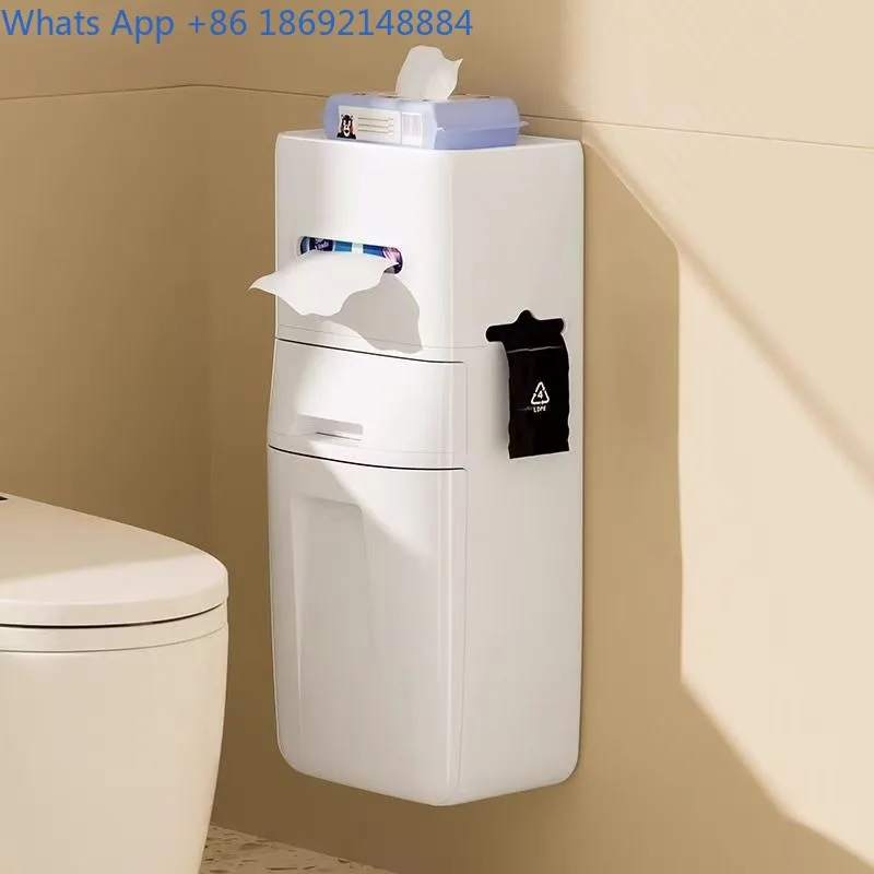 

Wall-Mounted Trash Can for Bathroom, New Model Trash Can for Home, Toilet Hanging Rack, Office Multi-Functional Side Rack