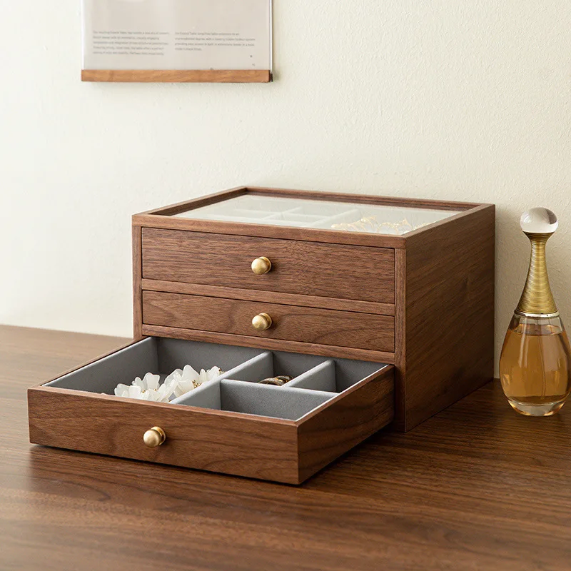 

Jewelry storage box, solid wood high-end exquisite, retro multi-layer storage box