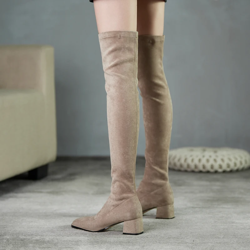 New Autumn Winter Over-the-Knee Long Boots Women Fashion Stretch Knights\' Boots Female Shoes Casual Work Warm High Heels