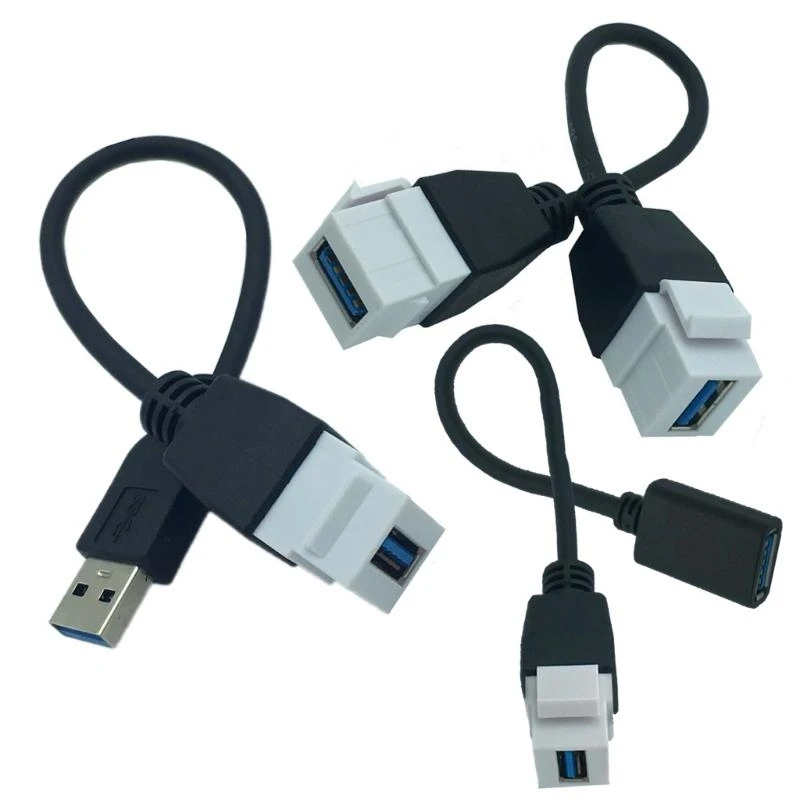 DXAB USB3.0 Keystone Jacks Cable USB3.0 A Female to Male Panel Mount Insert Adapter for Wall Socket Face Plate Panel Mount