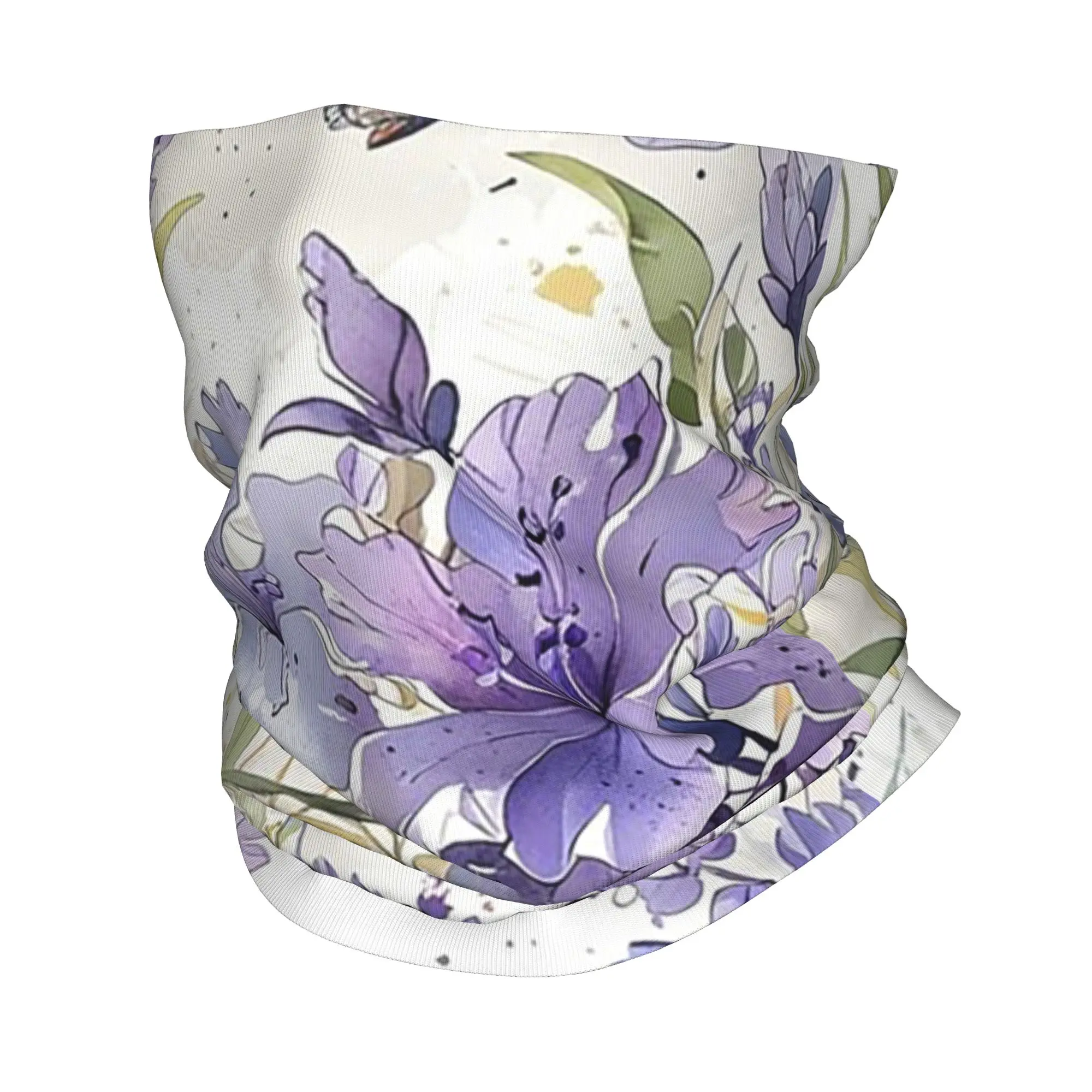 

Lavender Purple Floral Watercolor Pattern Bandana Neck Gaiter Printed Mask Scarf Multi-use Headband Cycling Unisex Adult