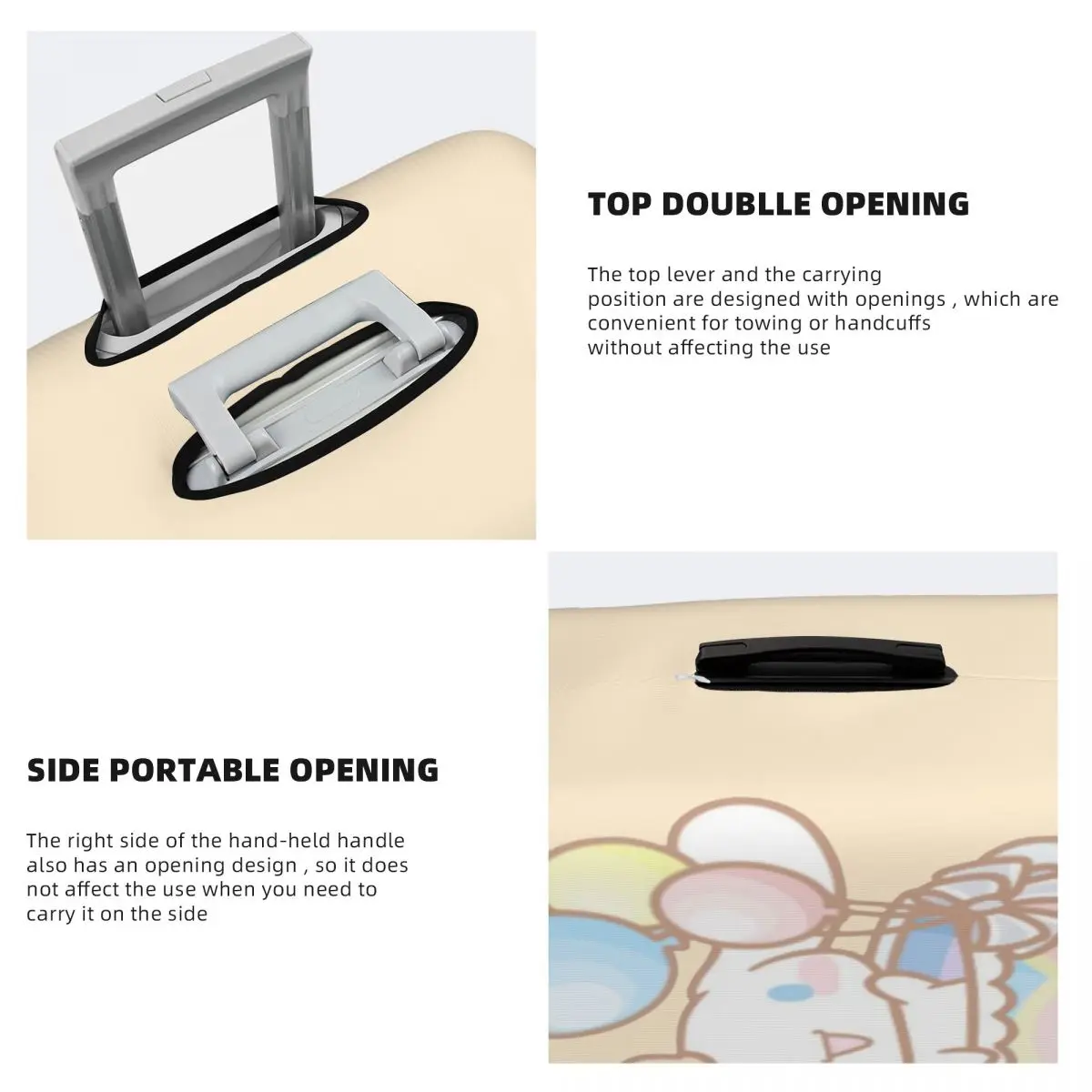 Capa protetora de bagagem com balão Cinnamoroll personalizada, capas de mala de viagem da moda para 18-32 polegadas