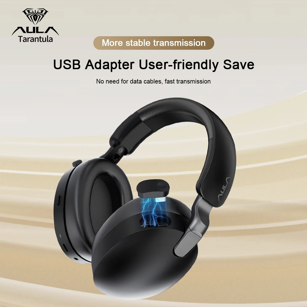 AULA A500 Hybride ANC draadloze hoofdtelefoon met 1000 mAh 2.4G/Bluetooth/bekabelde 3-modus verbinding Gaming-headset voor laptopcomputer