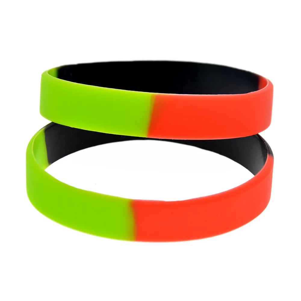 1 PC Segmentiertes Farbiges Silikon-Armband Grün Schwarz Rot Schlichtes Charmantes Gummi-Armband Unisex – Detail 3