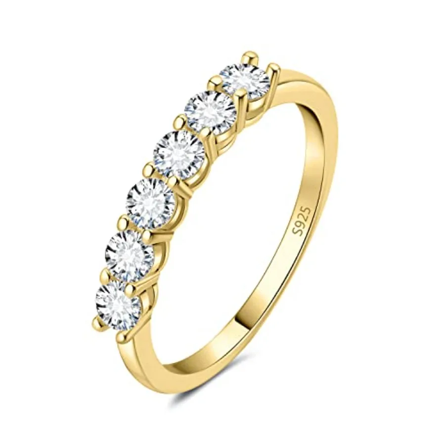 

Genuine Moissanite Wedding Rings for Women, Eternity 14k White Yellow Rose Gold Plated 925 Sterling Silver Promise Ring for Her
