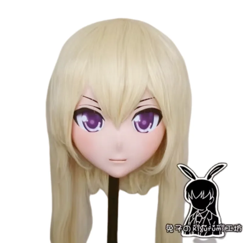 (Rabbit 21) Resin Crossdress Pretty Girl 3/4 Head BJD Doll Mask Cartoon Anime Warspite Cosplay Kigurumi Mask Crossdresser