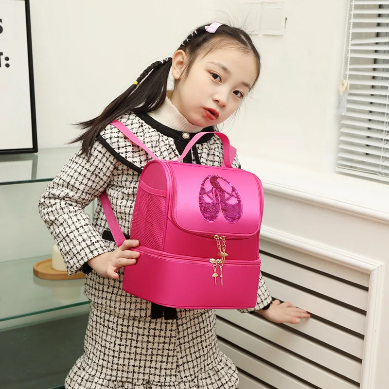 Children School Backpack for Girls Latin Dance Fashion Elegant Kids Ballet Clothing Storage Shoulder Bag Lightweight Versatile