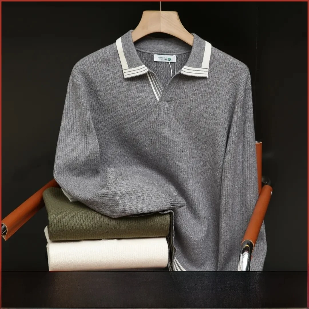 

Мужской повседневный вязаный свитер с воротником Base irt Color Blo, теплая осень-зима, деловой повседневный универсальный дизайн V-Ne