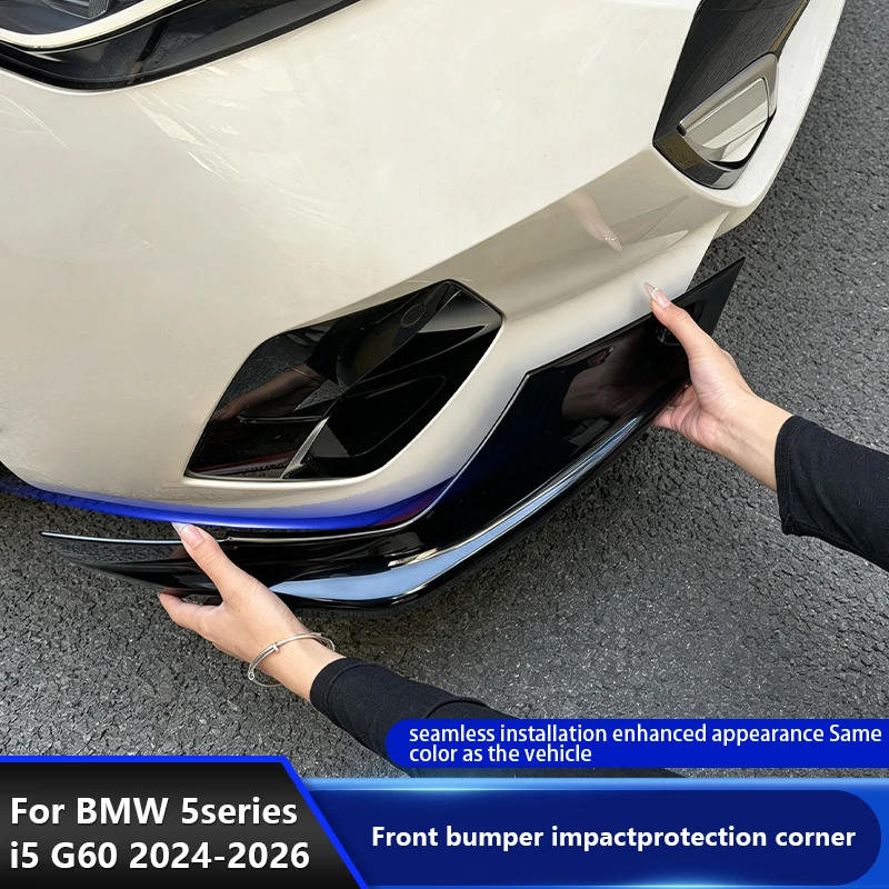 Car Front Bumper Corner Guard Decorative Strip For BMW 5 Series i5 G60 2024-2026 Front Shovel Anti-collision Strip Wrap Trim