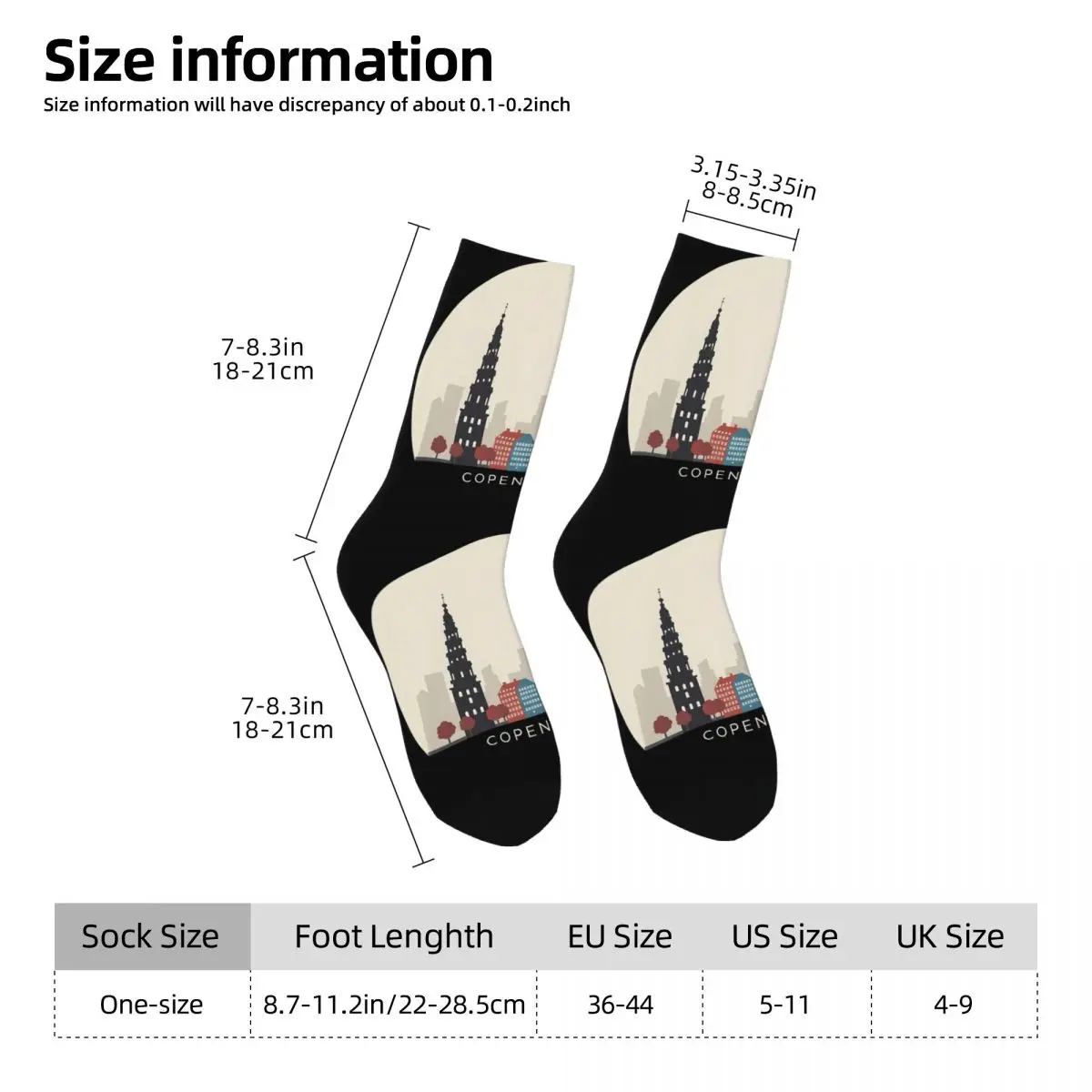 جميع المواسم كوبنهاغن السفر أيقونة الجوارب Harajuku طاقم الجوارب امتصاص العرق جوارب للرجال النساء هدايا عيد الميلاد