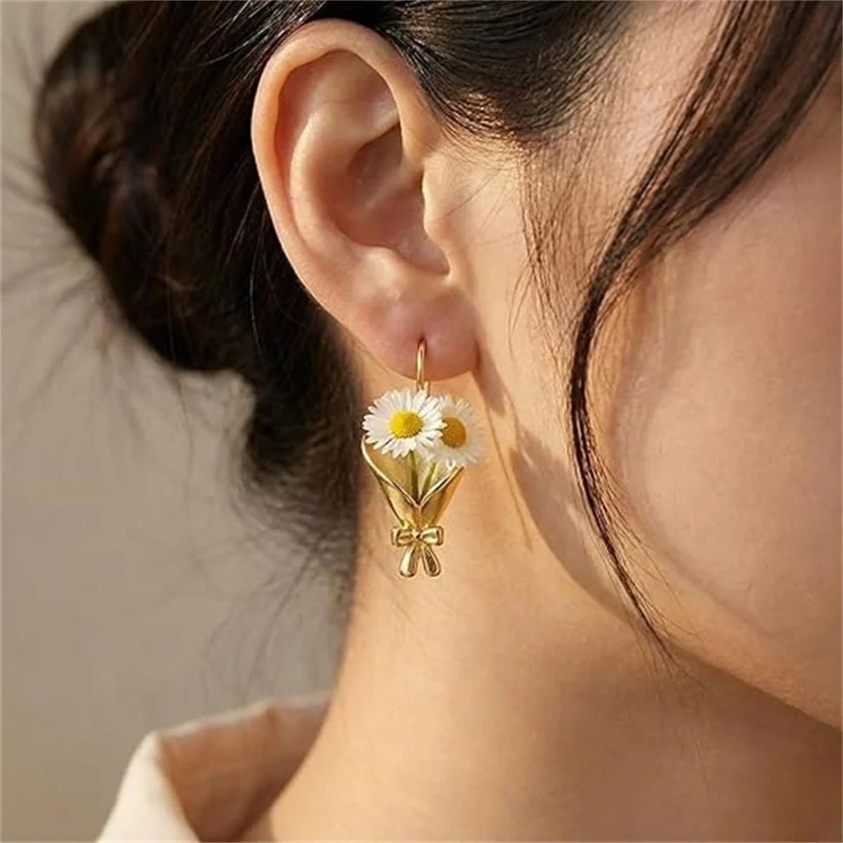 Kreatives Schleifenknoten-Blumenstrauß-Halter-Set in Form eines Anhängers, Halskette und Ohrringe für Damen und Herren, süßes, elegantes DIY-Blumenclip-Schmuckset. – Detail 26