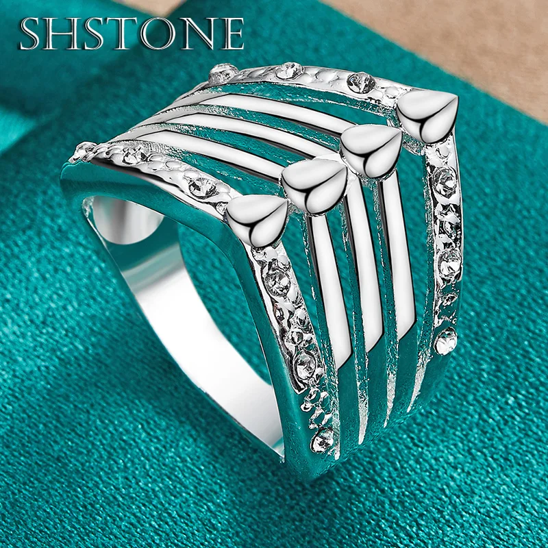 

SHSTONE 925 Sterling Silver Rings Lady Inlay AAA Zircon Ring For Women Men Party Anniversary Exquisite Original Jewelry Gift