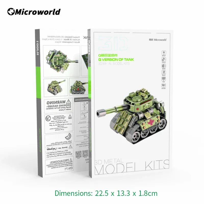 Microworld 3D โลหะปริศนาเกม Q รุ่นถังชุด DIY ตัดเลเซอร์ประกอบจิ๊กซอว์ของเล่นของขวัญคริสต์มาสสําหรับวัยรุ่น
