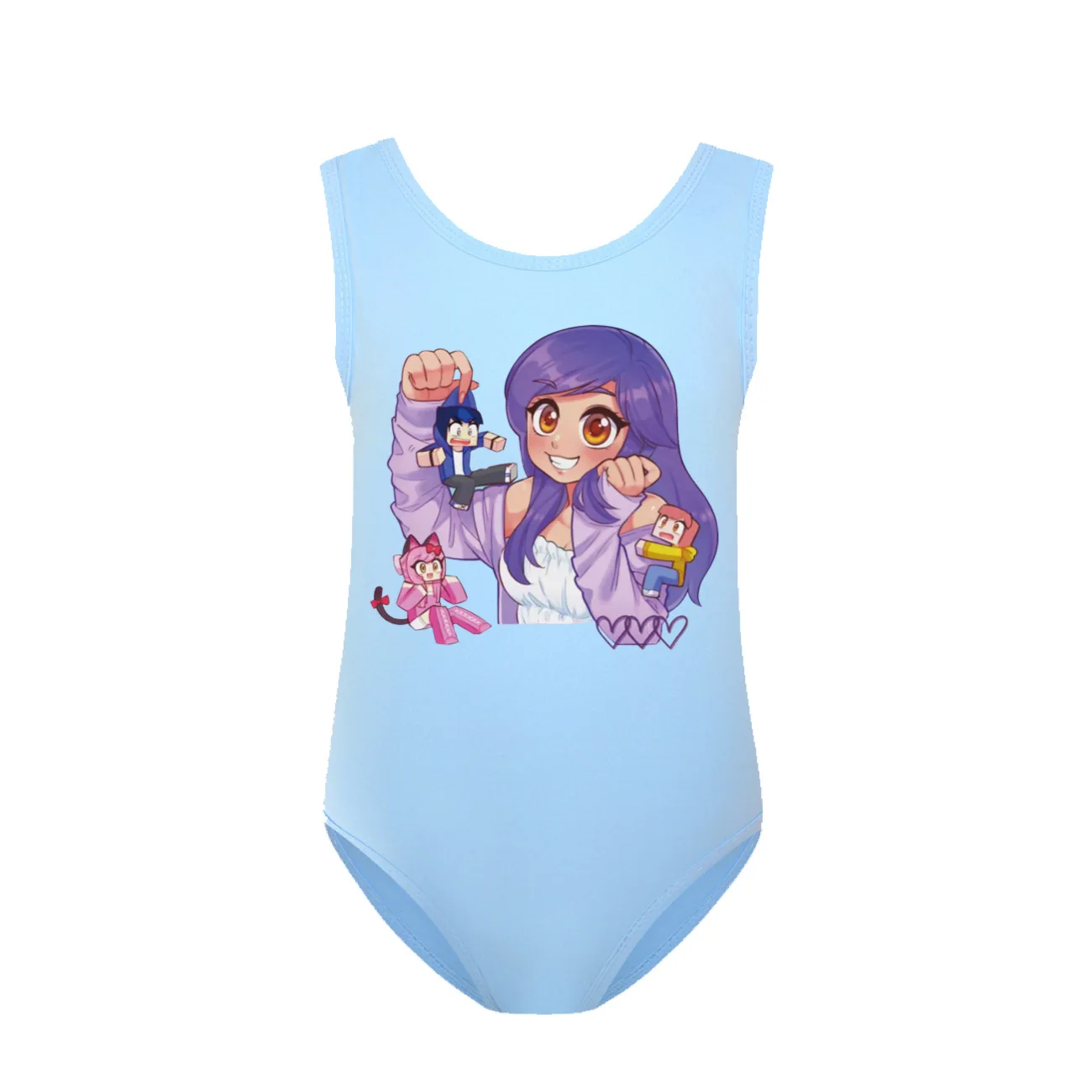 Anime Aphmau Cat Clothes Kids One Piece Swimwear Baby Girl 2024 Summer Swimsuit Children's Holiday Beach Wear