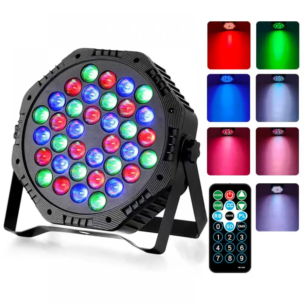 36 LED Stage Full Color Flat Par Lighting Effect RGBW 3IN1 DMX 512 DJ Disco Party Holiday Christmas Bar Club Wedding Show Lights