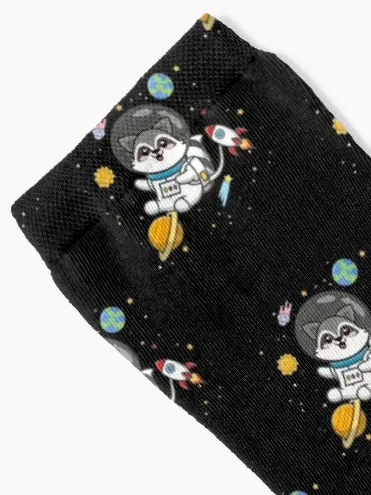 Raccoon Socks warm winter floral christmas stocking with print Socks Women's Men's