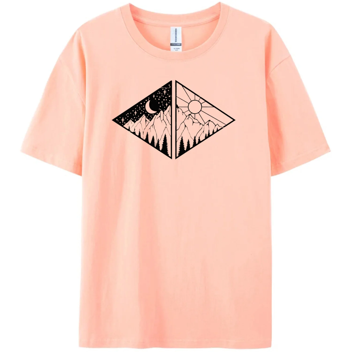 Rectangular Golden Mountain Outdoor Nature T-Shirt 100% Cotton 180gms Graphic Print Cool Team T Shirts