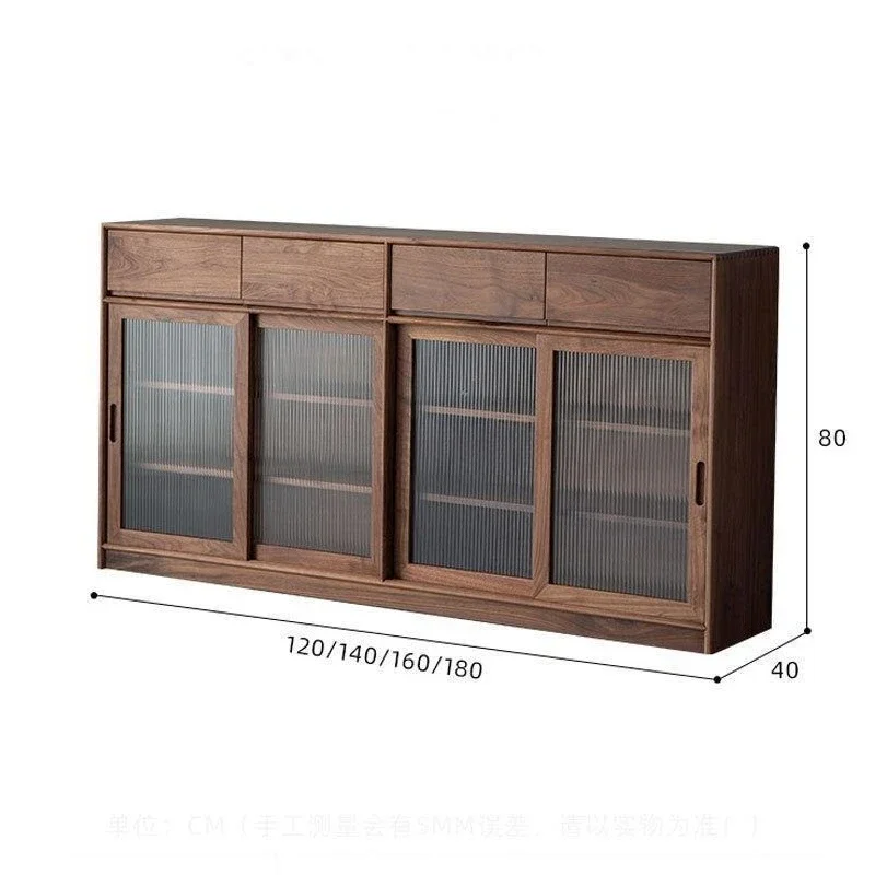 Nordic black walnut all solid wood side cabinet integrated storage cabinet simple cherry wood