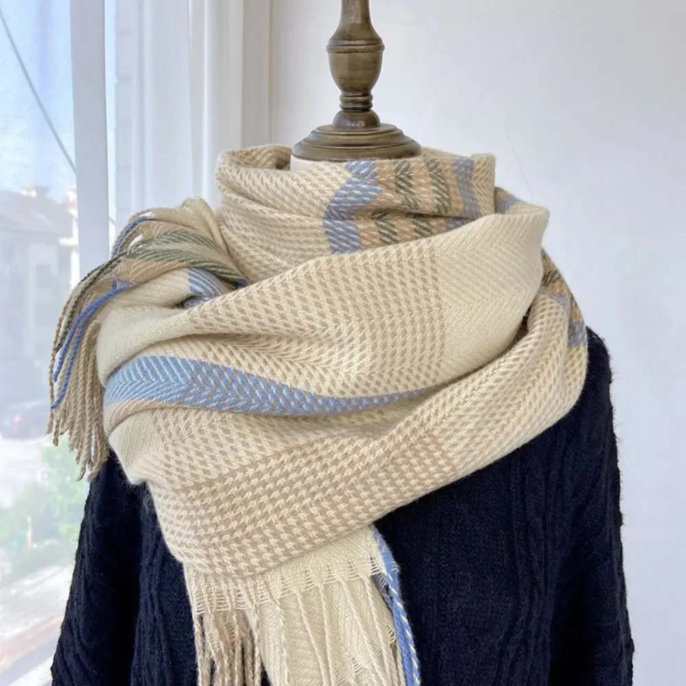 

Casual Imitation Cashmere Winter Plaid Scarf Thick Warm Windproof Women Wrap Shawls Soft Long Tassel Scarves
