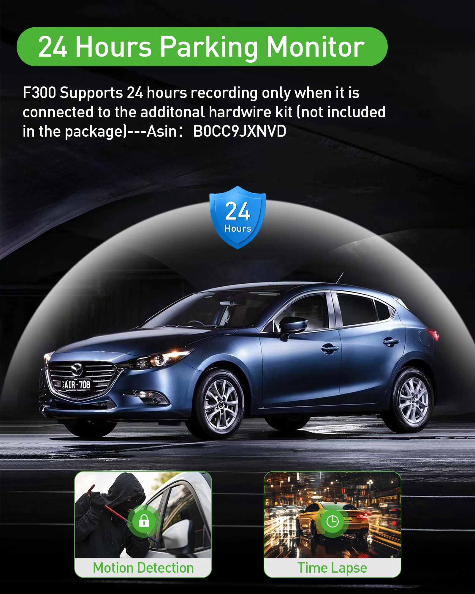 3 Channel Dash Cam Video Recorder Three Lens Car Camera with Rear View DVR 24H Parking Monitor Black Box image 5