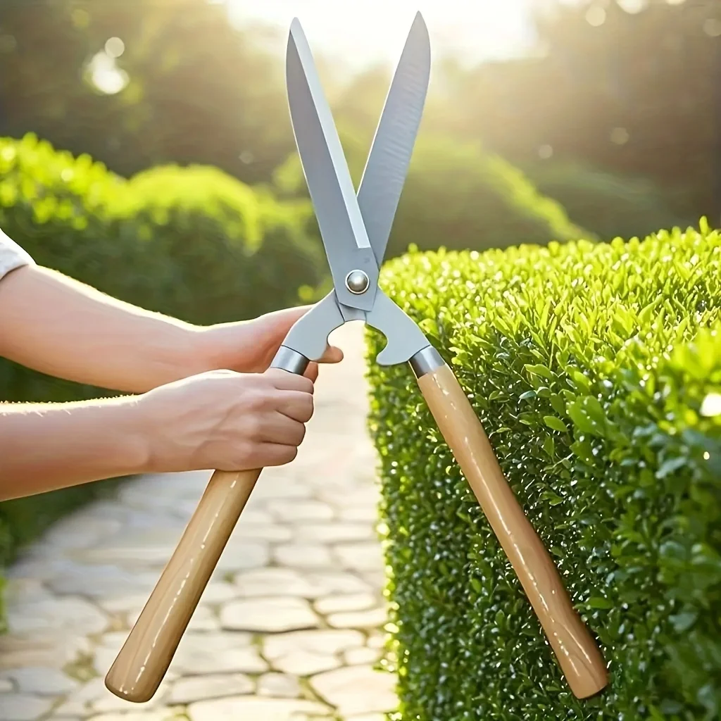 

1 профессиональные сверхмощные садовые ножницы с очень длинным острым лезвием из углеродистой стали диаметром 9,84 дюйма — эргономичная нескользящая ручка из орехового дерева