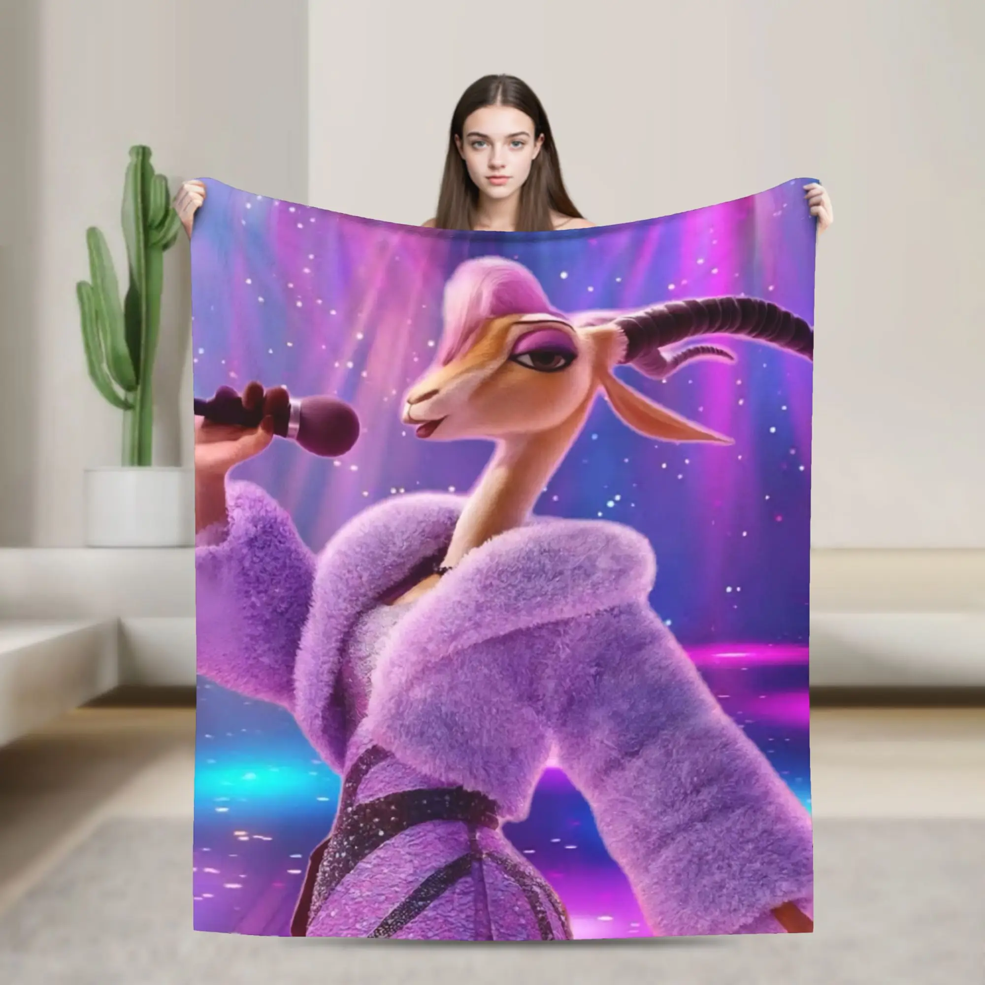 Zoo Gazelles Cartoon Movie Knitted Blankets Halloween Xmas Flannel Throw Blanket Airplane Printed Ultra-Soft Warm Bedspreads