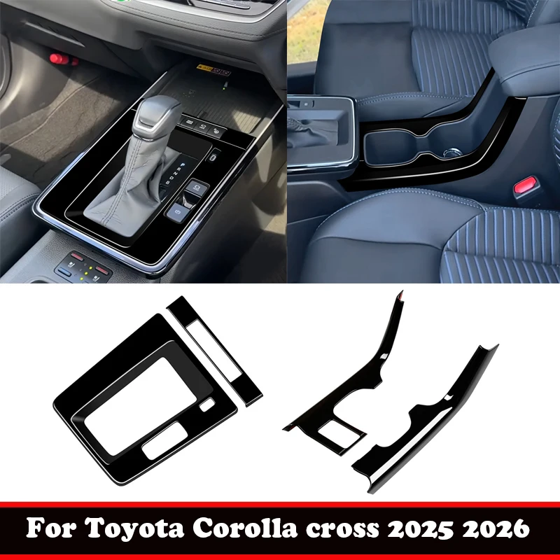 

RHD ABS Black For Toyota Corolla Cross 2025 2026 Interior Accessories Central control gear front water cup holder storage cover