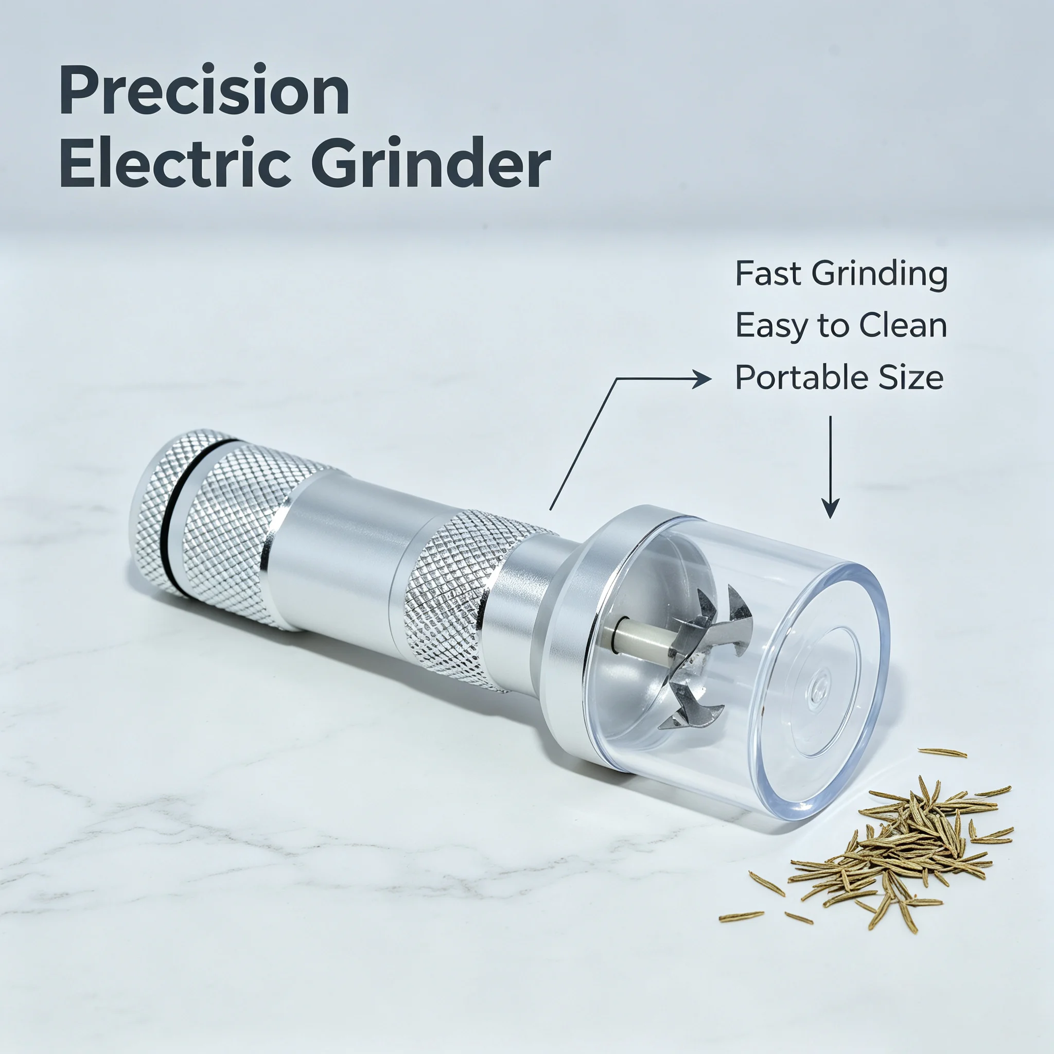 Electric Small Coffee Grinder, Multifunctional Spice, Grain, and Chili Crusher, Small Portable Grinder, Aluminum Alloy Shell, Sturdy and Durable (Battery Not Included)