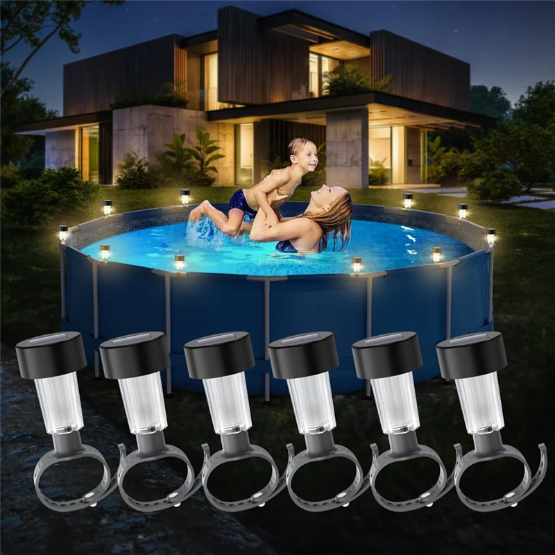 

ABUP-6 Pack Solar Pool Lights For Framed Above Ground Pools,Outdoor Swimming Pool Fence Decoration Accessories, Waterproof