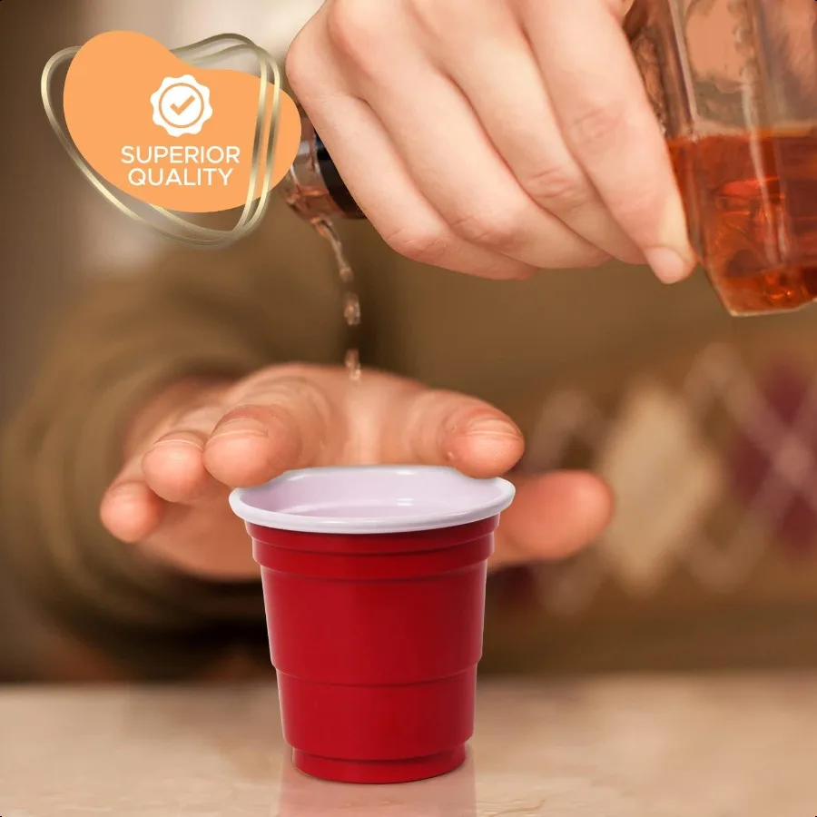 نظارات لقطة للاستعمال مرة واحدة [عبوة من 36 قطعة] أكواب بلاستيكية حمراء 2 أونصة، نظارات جيلو شوت للحفلات لأعياد الميلاد والتخرج والبكالوريوس