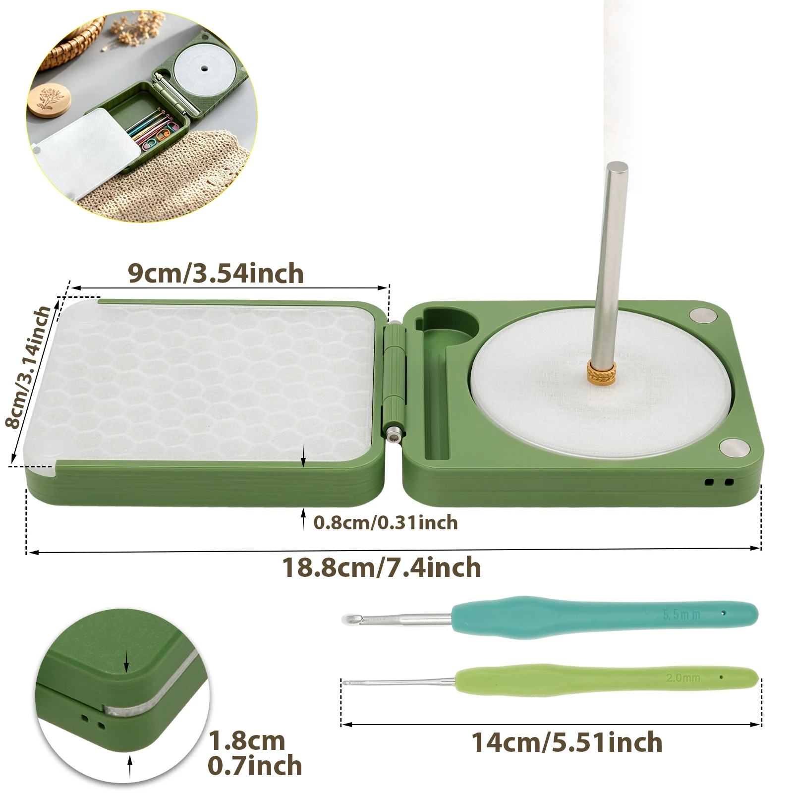 Foldable Yarn Winder Compact Portable Yarn Holder Rotating Spindle Yarn SpinnerWinder for DIY Knitting Crochet Craft Home Travel