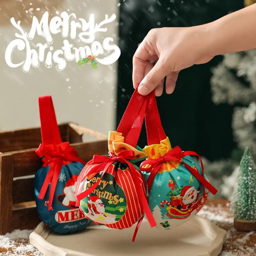 with Handle Christmas Gift Bag Storage Bag Large Capacity Candy Snack Gift Bag Portable Reusable Christmas Candy Bag